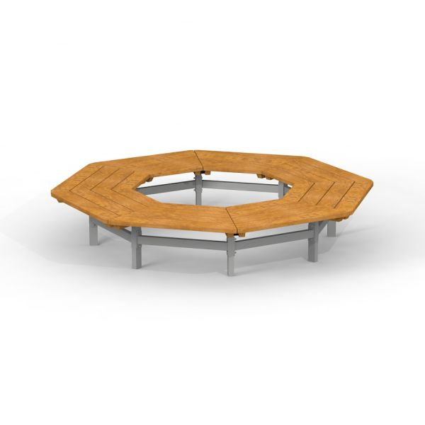Octagonal Tree Seat outdoor wooden bench.