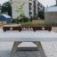 Concrete table tennis, free-standing in urban park.
