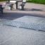 Concrete table tennis, in-ground outdoor table in a park.