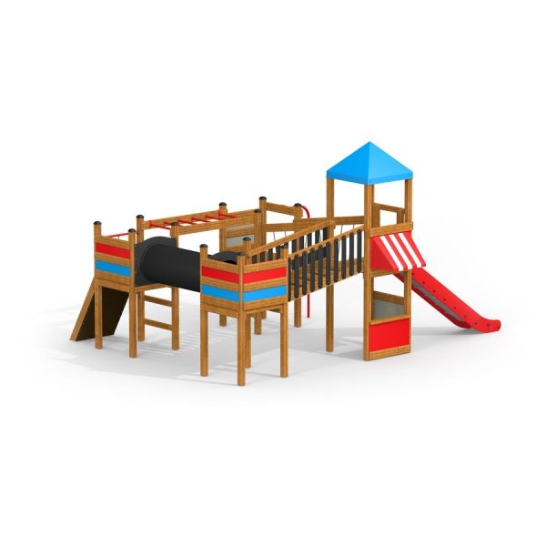 Playground structure Jubilee Unit castle with slide and climbing elements
