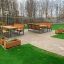 Wooden flowerpot II on a patio with outdoor furniture
