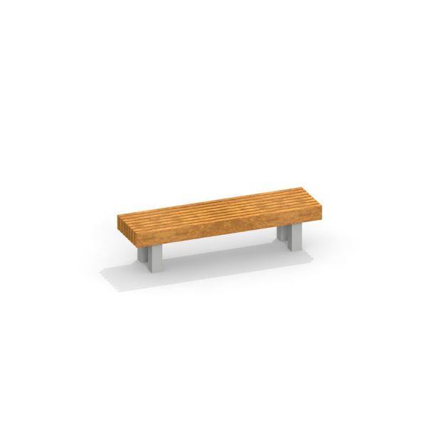 Tokyo wooden outdoor bench with metal legs.