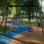 Double swing set Swing Frame in a park.