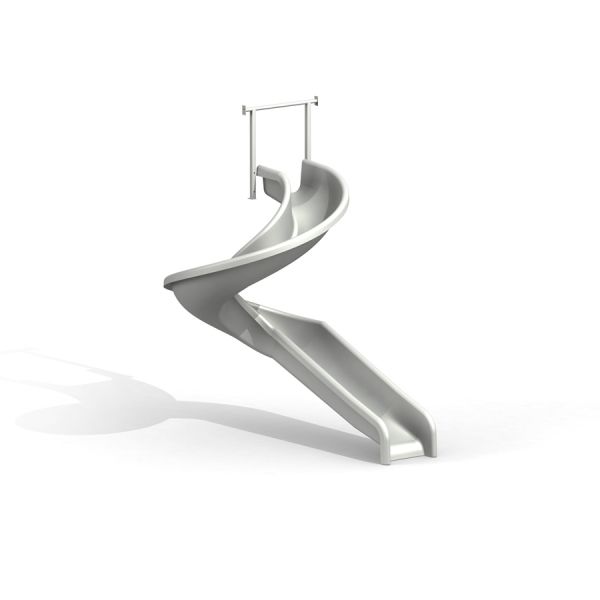 White spiral slide playground equipment.