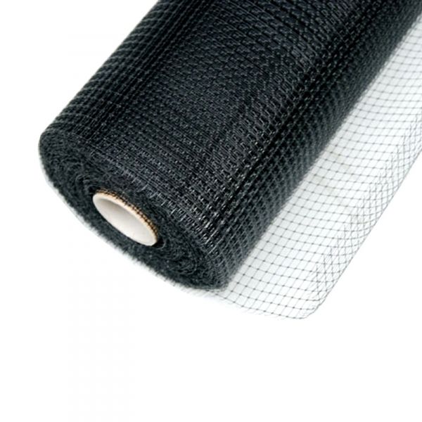Roll of black plastic mesh.
