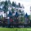 Windsor castle with slide playground equipment in a park setting