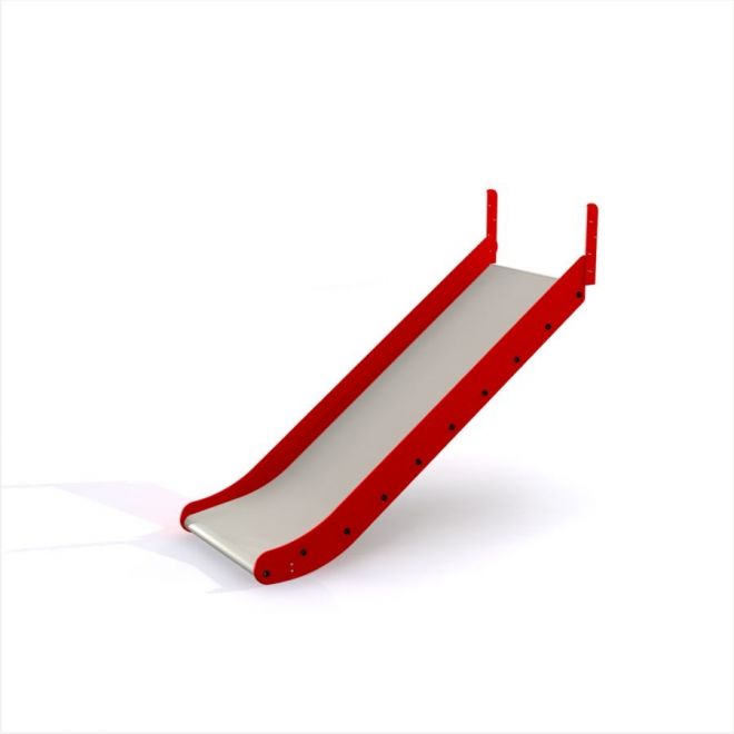Red and silver playground Slide.