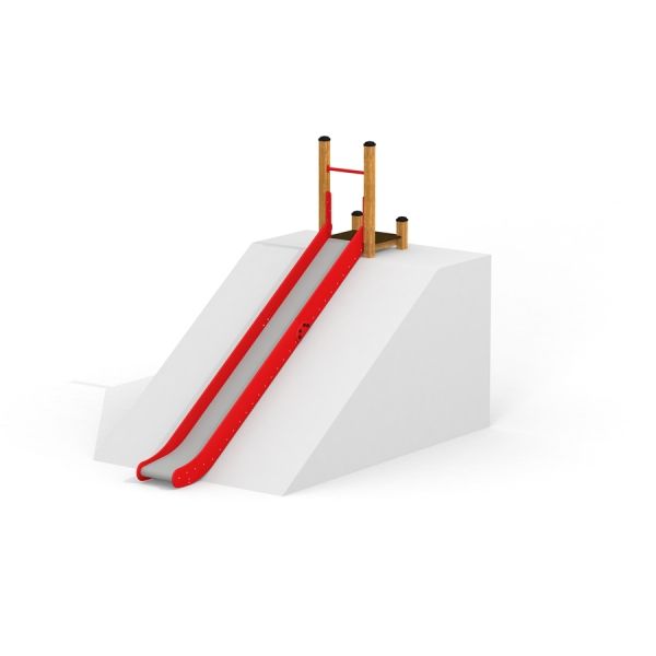 Outdoor playground slide Hill Slide SL210 with red slide and wooden frame.