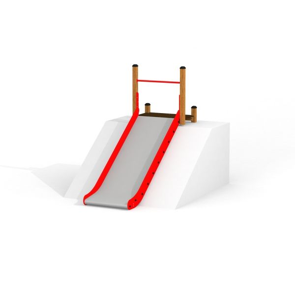 Children's slide Hill Slide Wide SLW150 with wooden frame and red sides.