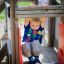 Child playing on Six angle single slide