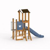 Police station playhouse with slide