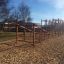 Climb Obstacle wooden ladder in an outdoor playground.