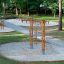 V-shape Net Large climbing net playground equipment installed on sandy ground in a park