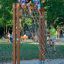 Children climbing on V-shape Net Large climbing net at playground