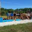 Majestic ship with slide playground structure in a park