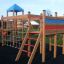 Romping Center single slide playground with climbing nets and ladders