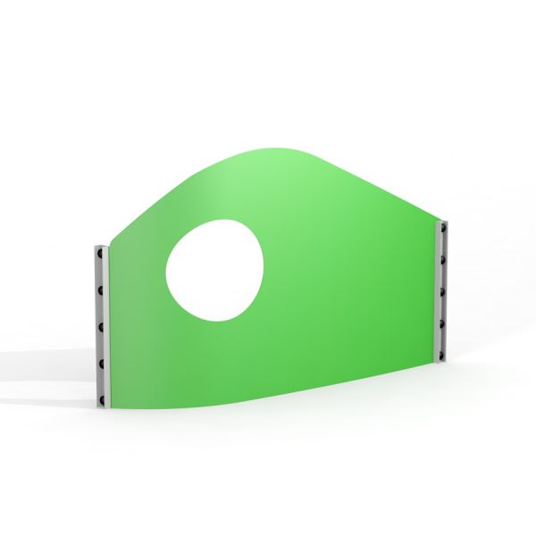 Green Goal target panel with circular hole for playground or sports activities.