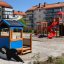 Twister castle with slide on a modern playground