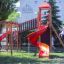 Twister castle with slide in a playground