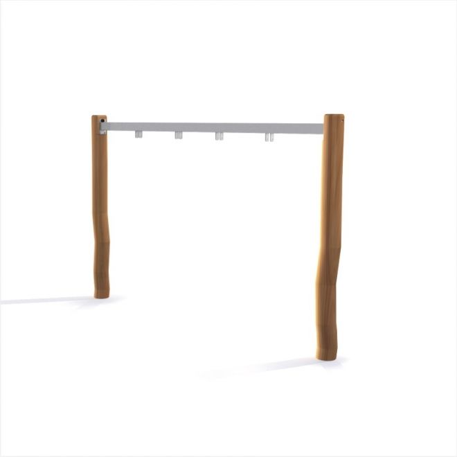 Nature Swing Frame (double swing) with wooden posts and a metal crossbar.