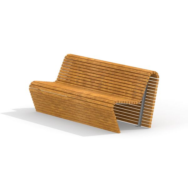 Modern wooden outdoor Sofa Wave with slatted design.