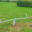 Outdoor playground seesaw for children, Et seesaw, on green grass.
