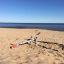 Seesaw 'Et seesaw' on a sandy beach by the sea.