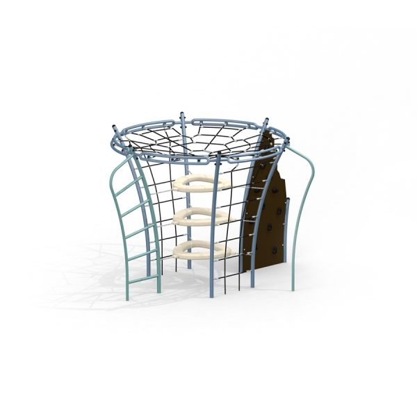 Andromeda, steel structure playground climbing frame with nets.
