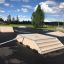 Skate park equipment Combination 19 with ramps and stairs on an asphalt surface.