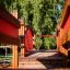 Wooden bridge on Tritowers castle with slide.