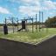 Outdoor fitness equipment New Age Fit in a park setting.