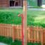 Megaphone playground pole structure with red handle in a park setting