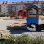 Villa with Orca single playhouse and sandbox in a playground
