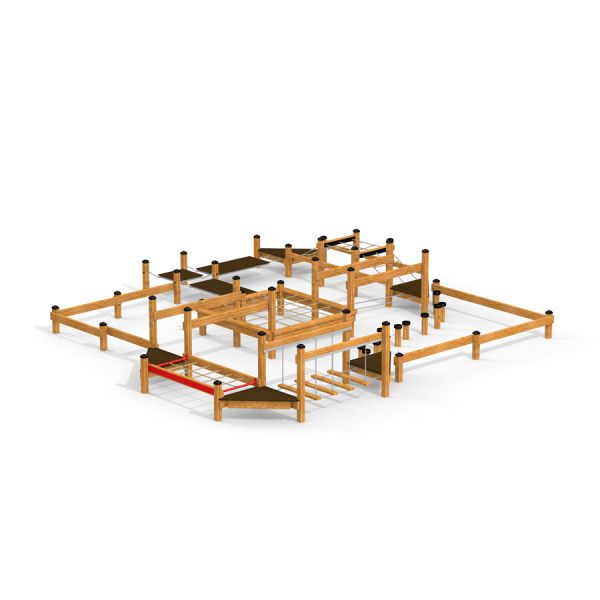 Poison Ground wooden playground structure with bridges and climbing elements