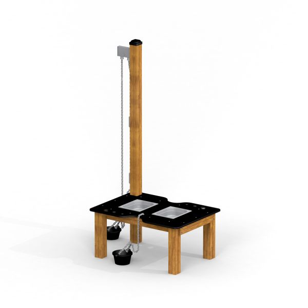 Sand & Water Play Nature - wooden playground table with water pump and two sand basins