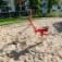 Red and white playground Excavator toy.