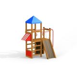Logo Tower with Firepole playhouse with slide