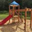 Logo Tower with Climbing Net playhouse with slide in a playground