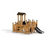 Rubik Modern Nature wooden playhouse with slide