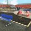 Blue HPL Bench Freestanding in outdoor park area