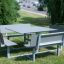 Outdoor Table & Bench Quadro HPL in a park setting.
