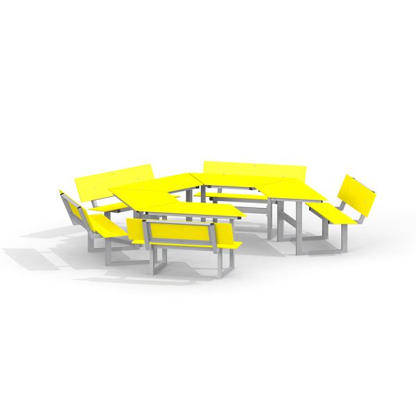 Yellow School Table & Bench HPL, outdoor classroom furniture