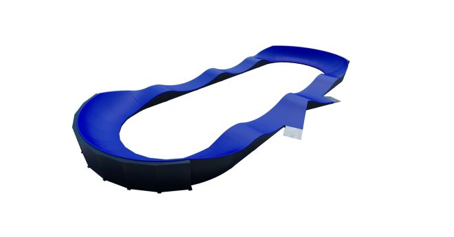 A blue modular pumptrack circuit.