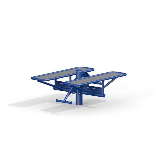 Double Bench playground equipment in blue.