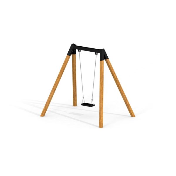 Safety Seat Single Swing with wooden frame and black seat