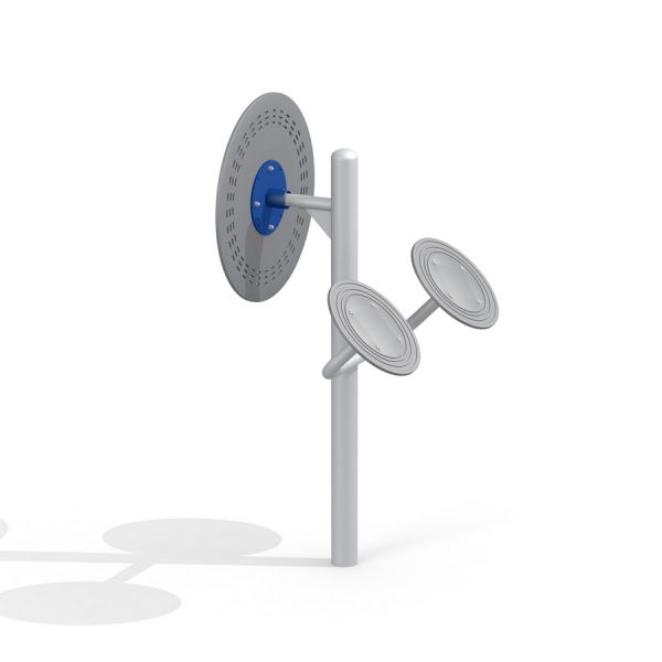 Tai-Chi outdoor fitness equipment with circular hand and foot wheels.